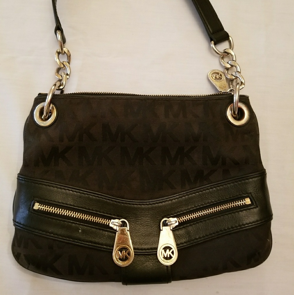 Michael Kors black canvas shoulder bag (small)